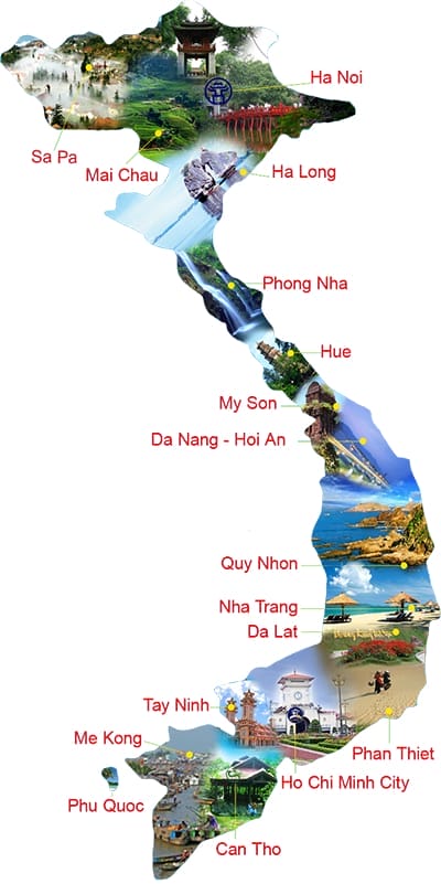carte de voyage au Vietnam